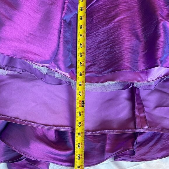 Strapless Purple Satin Corset Ball Gown Pageant Quinceanera Sweet 16 Prom Dress - Picture 10 of 16